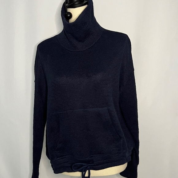 90 Degree by Reflex Cowl Neck Drawstring Sweater- Navy Sz L - Picture 2 of 5